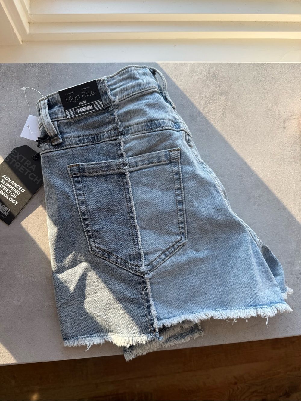 Rock & Roll Women's Two Tone Denim Shorts - Light Wash